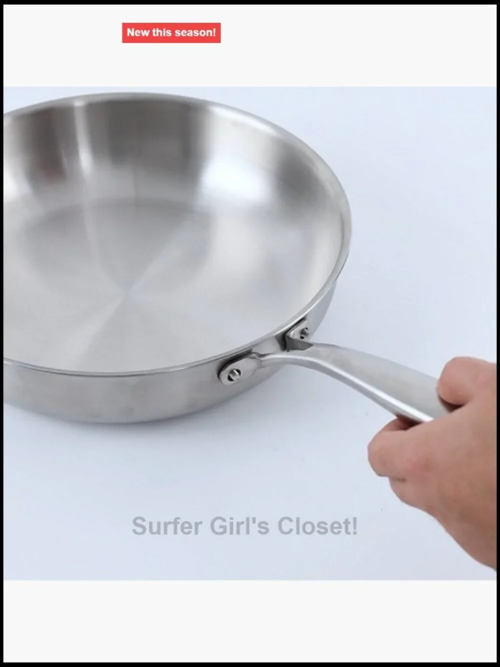 Tri-Ply Stainless Steel Frying Pan Set 8 10 12 Inch PFOA Free Cookware